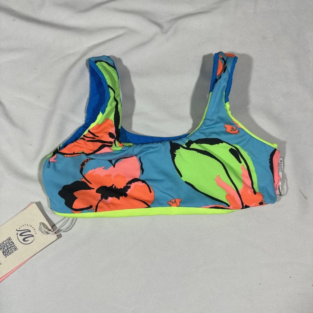 NWT Maaji [ Girls Sz 8 ] 3-Way Iceland Reversible Bikini TOP‎ ONLY #U1288